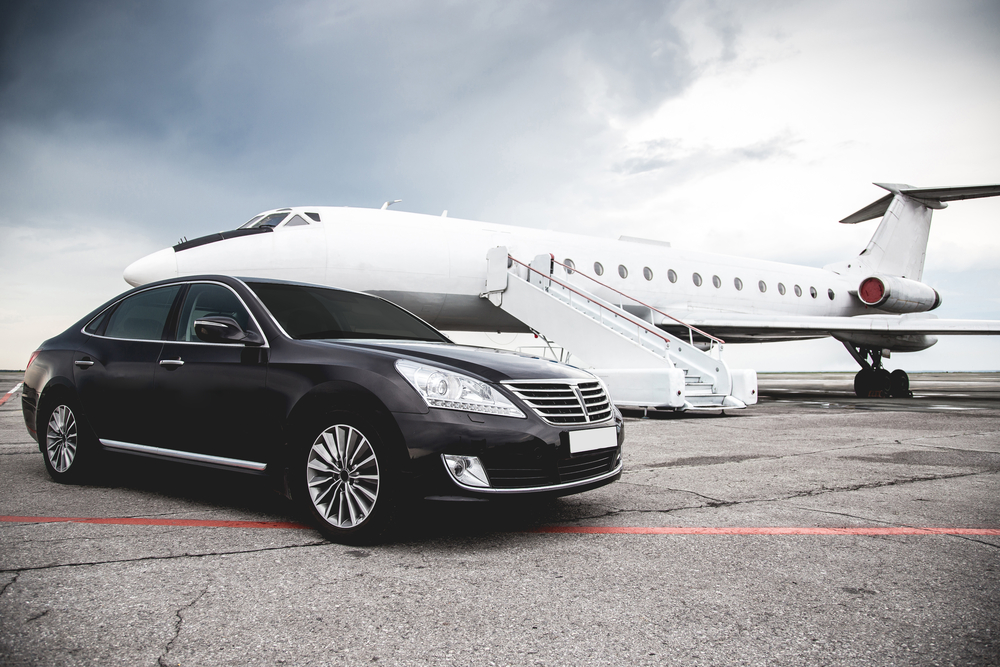 Luxury chauffeur airport transfer in Melbourne with VHA Limos executive car at private jet terminal